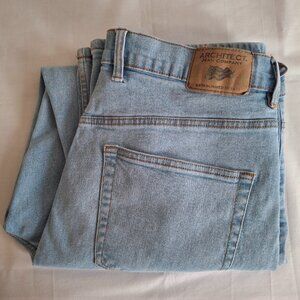 Mens Denim Blue Jeans Architect Jean Company 34 Waist, 28 Length Regular Fit